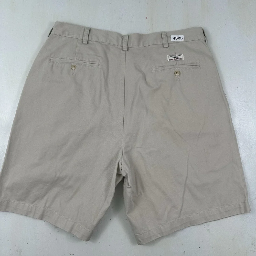 VTG Polo Ralph Lauren Tyler Baggy Shorts Men Fits 35 X 9 Khaki High Rise Pleated